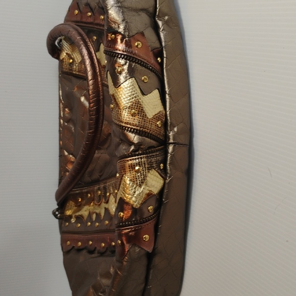 Samir Vintage Gold Bronze Metallic Leather Shoulder Bag Amazing 80's! - Picture 9 of 11